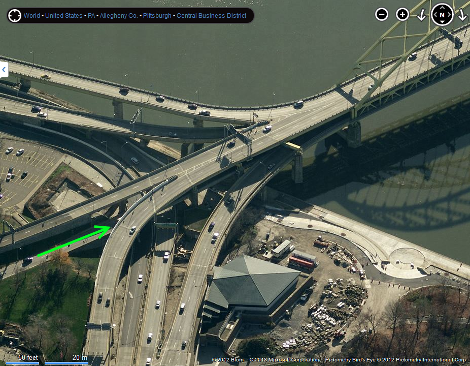 The Fort Pitt Bridge - Chaos by Bing Maps